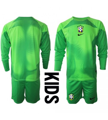 Brasil Keeper Bortedraktsett Barn VM 2022 Langermet (+ Korte bukser)